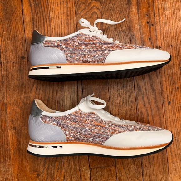 Aquatalia by Marvin K tweed shoes in a fun color combo of blue, white and purple - Picture 2 of 6